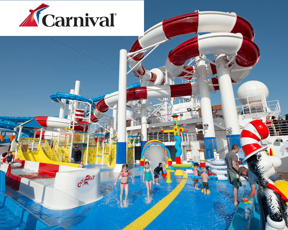 Carnival cruise line water park with logo