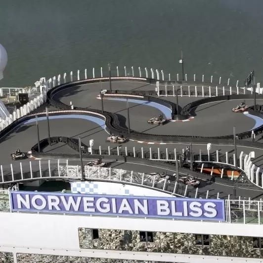 racetrack on top deck of Norwegian cruise ship